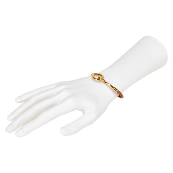 Hermes Jumbo Bracelet Brown Gold Leather Plated Women's HERMES - Picture 6 of 6